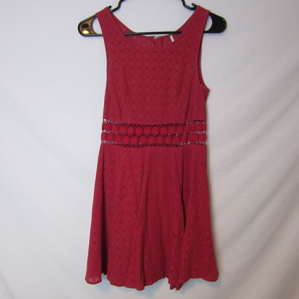 Free People Dress Tibeten Red Daisy Floral Cut Skater Holiday Party Womens 4